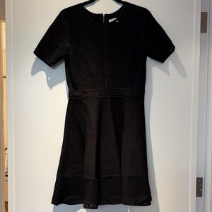 Milly Black Textured Short Sleeve Dress
